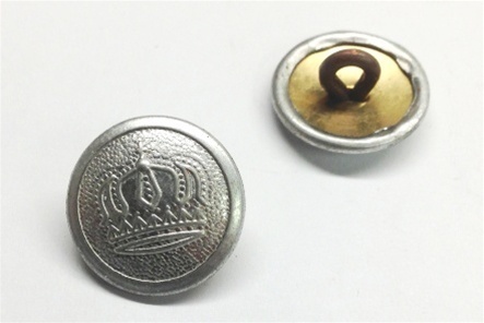 1910 Rimmed Crown Buttons, Silver - 17mm